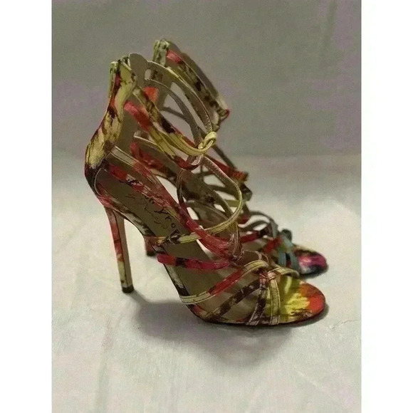 Lemon Drop Tenderly Size 6 Tie-Dye Zipper up Strappy High Heels Colorful Barbie - Picture 3 of 7